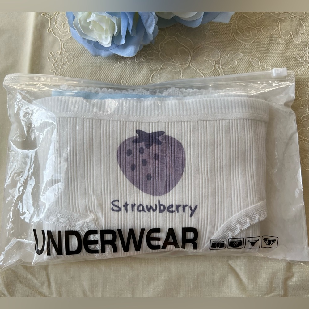 New Set of 5 Cotton Panties, white and blue